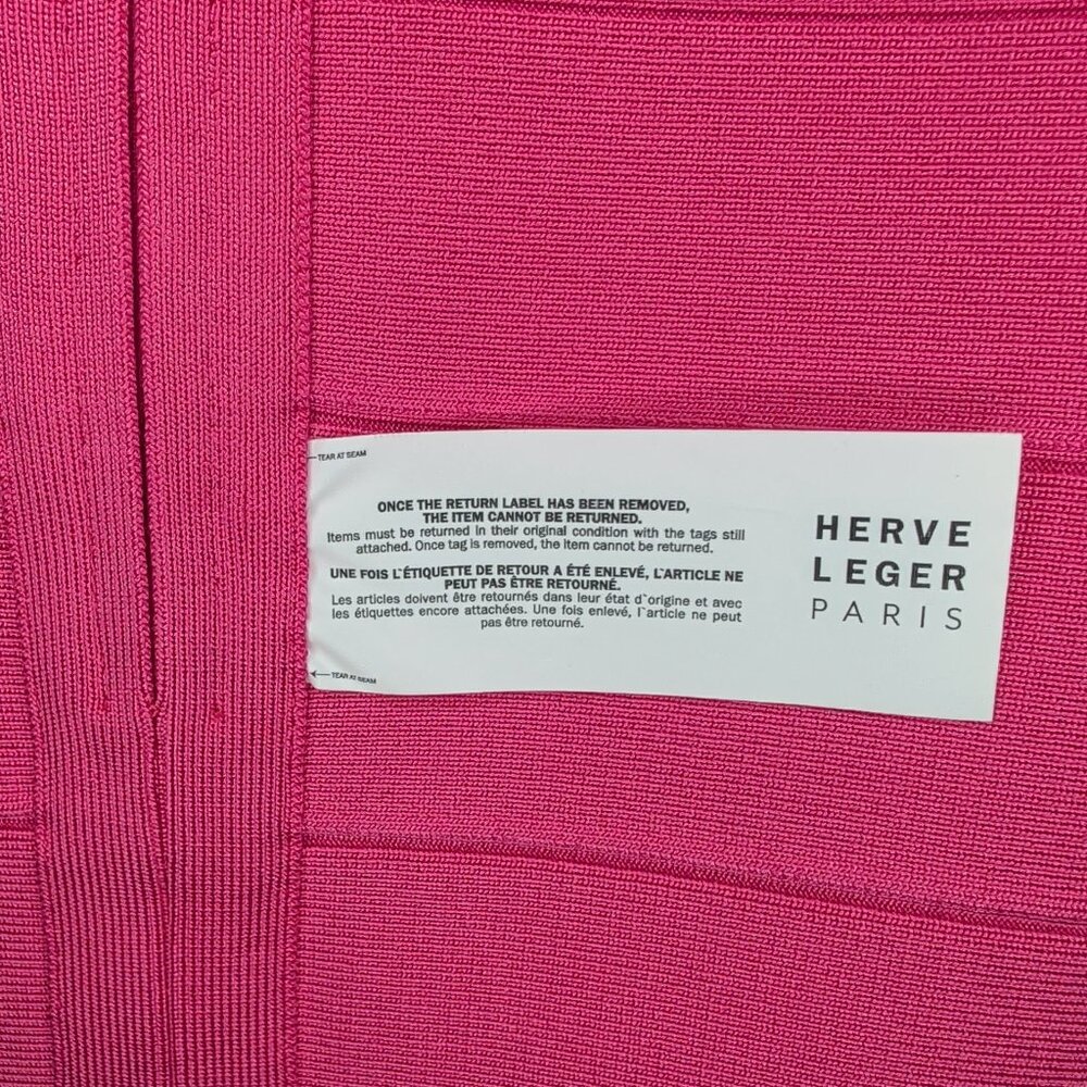 Herve Leger Hot Pink U-Neck Mini Bandage Dress - Picture 5 of 11